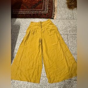 Anthropologie Wide Leg Pants in Mustard Yellow